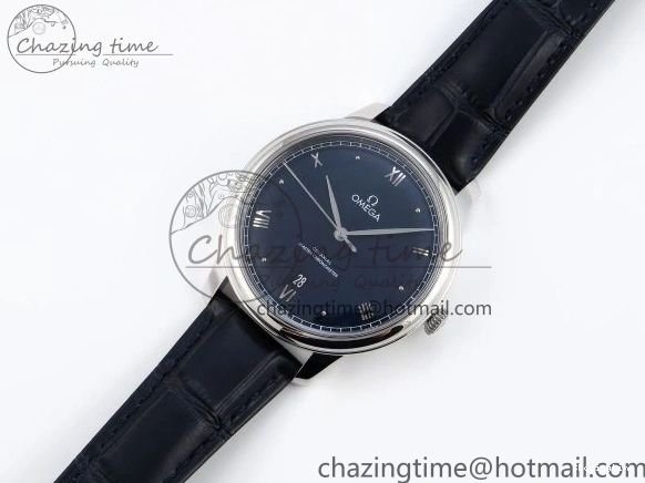 0208 Soft De Ville Date SS MKF 1:1 Best Edition Blue Dial Roman Marker on Black Leather Strap A 7745